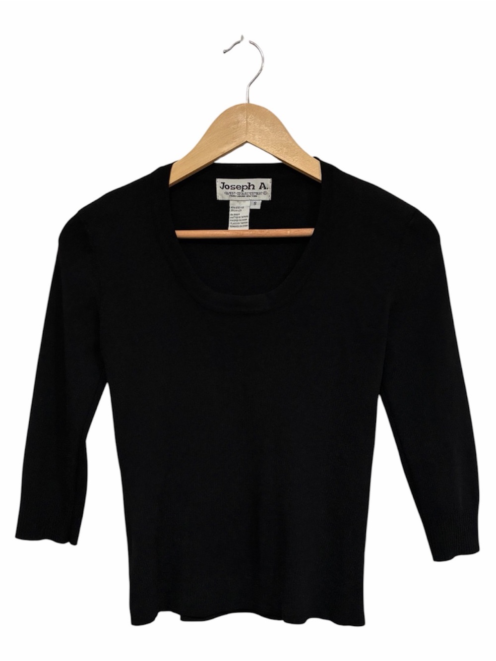 Joseph A. Black Scoop Neck 3/4 Sleeve Knit Women's Top
